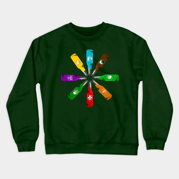 Zombie 8 Perk Pinwheel on Emerald Green Crewneck Sweatshirt by LANStudios